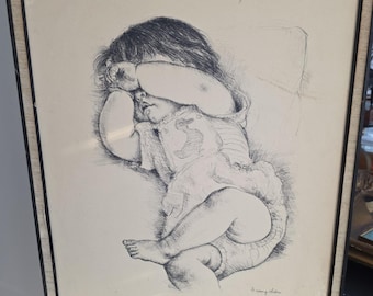 Ib Spang Olsen - Een klein dutje - Slapend kind - Print - Tekening - Kunst 21x15