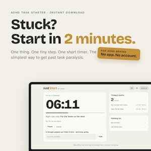 ADHD Task Starter Timer, Beat Procrastination & Task Paralysis, Focus Tool for ADHD Adults, Instant Download, Works Offline, English German