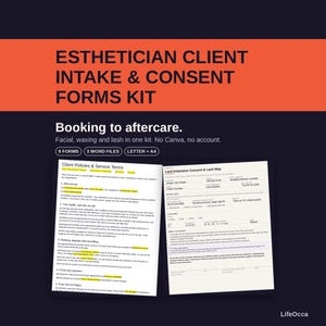 Esthetician Forms Bundle | Client Intake, Facial, Waxing & Lash Consent Forms, Treatment Record | Fillable PDF + Word