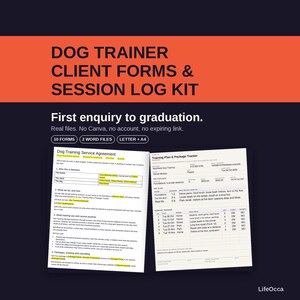 Dog Trainer Client Forms Bundle | Training Agreement, Session Log, Progress Tracker, Consents, Invoice | Fillable PDF + Word