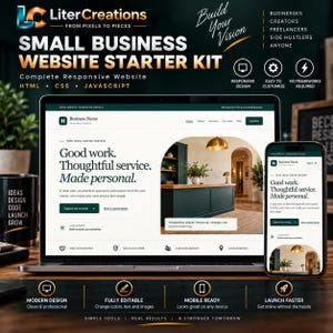 Hemsidesmall för småföretag | 8 responsiva HTML CSS JavaScript-sidor | Hemsidesstartpaket | Inga ramverk