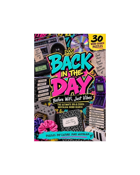 90s & 2000s Nostalgia Word Search Book | 30 Printable Puzzles | Retro Activity Book
