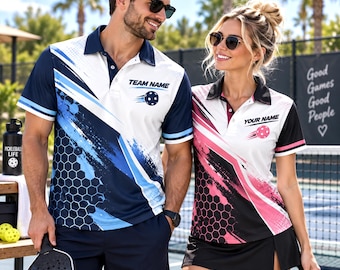 Custom Pickleball Polo Shirt, Personalized Team Name Pickleball Jersey, Men Women Youth Sports Polo, Pickleball Team Shirt, Player Gift