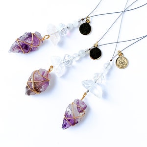 Small Amethyst Car Protection Charm - Lucky Charm - Air Element - Car Accessories - Rearview Mirror Charm