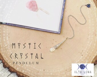 Mystic Quartz Crystal Pendulum, Crystal Pendulum, Opal Aura Quartz Pendulum, Dowsing Pendulum, Divination Tools, Scrying Pendulum, ULC-AP