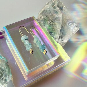 Raw Aquamarine Cane Earrings Pillars of Strength Limited Release Super Blue Moon in Pisces image 8