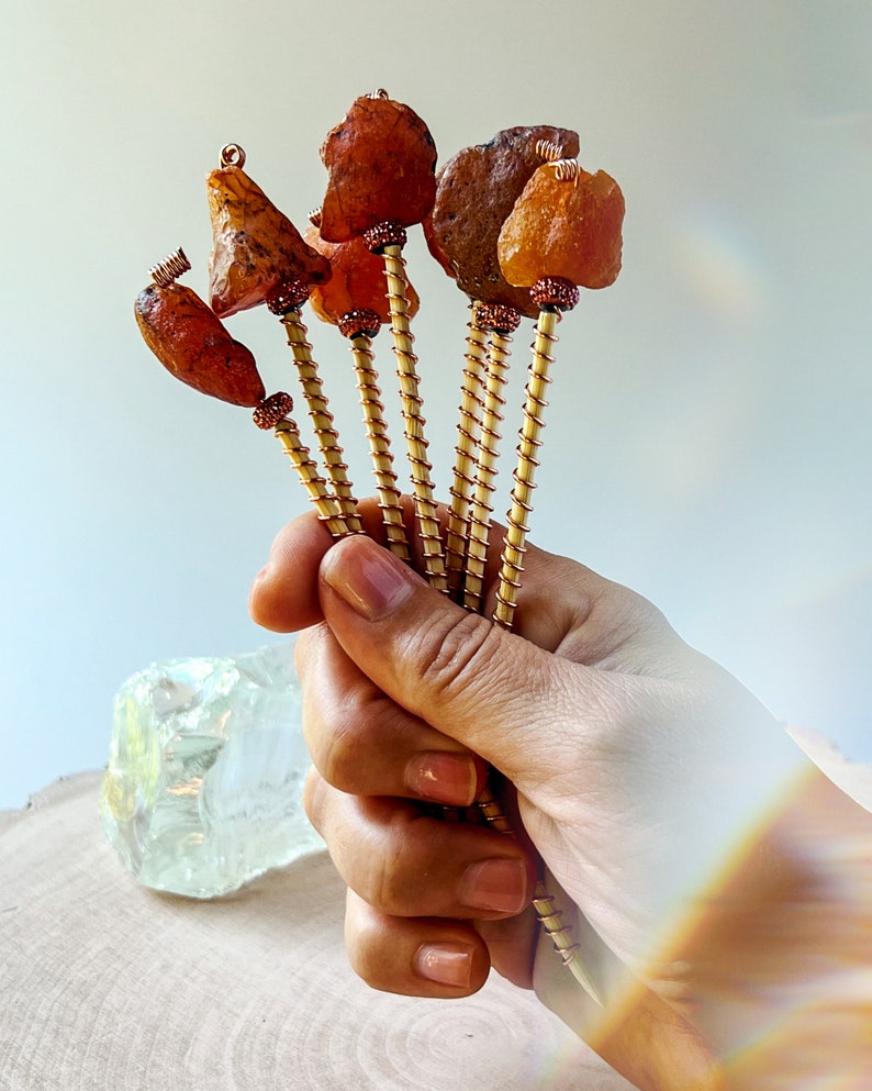 Carnelian Crystal Plant Charm Confidence and Vitality for Your Indoor Oasis Electro-culture for your indoor plants image 3