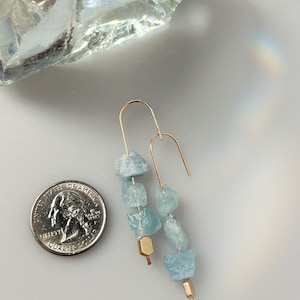Raw Aquamarine Cane Earrings Pillars of Strength Limited Release Super Blue Moon in Pisces image 7