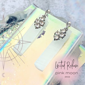 Pillars of Light Selenite Earrings- Limited Release - Pink Full Moon in Libra