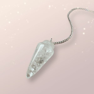 Glattes Selenit Pendel - Transparenter Selenit - Klarer Selenit - Personalisiertes Pendel