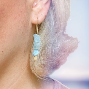 Raw Aquamarine Cane Earrings Pillars of Strength Limited Release Super Blue Moon in Pisces image 4