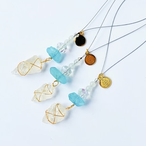 Clear Quartz Car Protection Charm - Lucky Charm - Water Element - Car Accessories - Rearview Mirror Charm