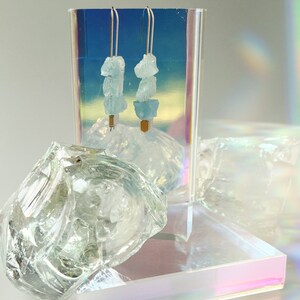 Raw Aquamarine Cane Earrings Pillars of Strength Limited Release Super Blue Moon in Pisces image 9