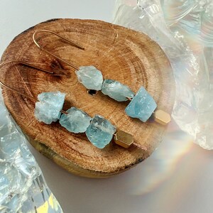 Raw Aquamarine Cane Earrings Pillars of Strength Limited Release Super Blue Moon in Pisces image 3