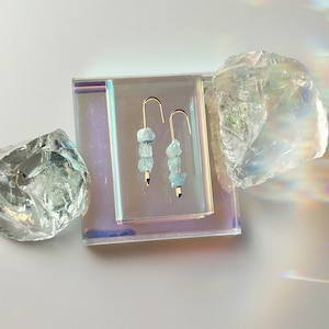 Raw Aquamarine Cane Earrings Pillars of Strength Limited Release Super Blue Moon in Pisces image 6