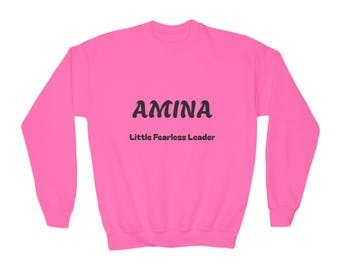 Amina Little Fearless Leader Sweatshirt | Youth Name Crewneck