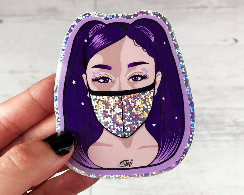 ariana grande waterproof sticker glitter holographic