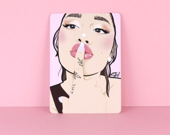 Ariana Grande Inspired illustration art print - Ariana Grande REM kiss profil art print - Fashion Girl Illustration
