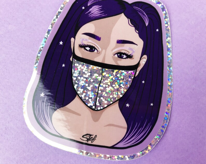 ariana grande waterproof sticker glitter holographic