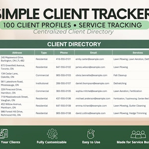 Kundenverwaltungs-Tabelle | 100 Profile, Service-Tracking (Excel-Vorlage)