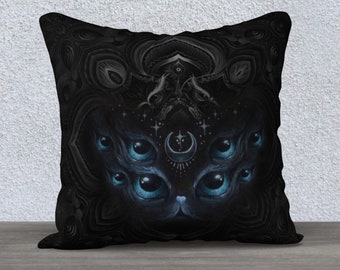 ART THROW PILLOW - animal pillow, cat pillow, sailor moon, cheshire cat, cat art, moon, decorative pillow, geometry, unusual decor