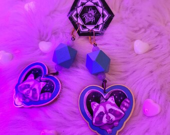 Limited Edition Blue Raccoon Love earrings by Phresha