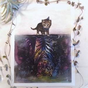 "PAPIER-PRINT ""When I Grow Up"" von Phresha - verschiedene Größen, Tiger Spiegelbild," spirituelle Kunst, Aquarelle, magischer Surrealismus
