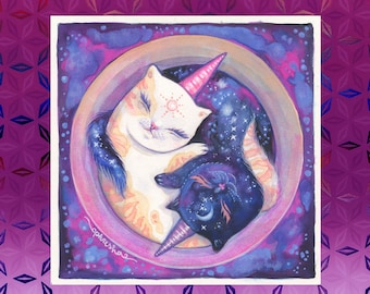 PAPER PRINT "Yin Yang Kitties" by Phresha