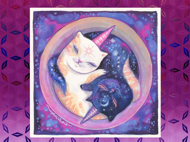 PAPER PRINT Yin Yang Kitties by Phresha image 1