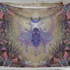 TAPESTRY Cosmic Pollinator Activation by Phresha 3 different sizes, made in Canada, psychedelic art, gaia goddess energy, bee love image 1