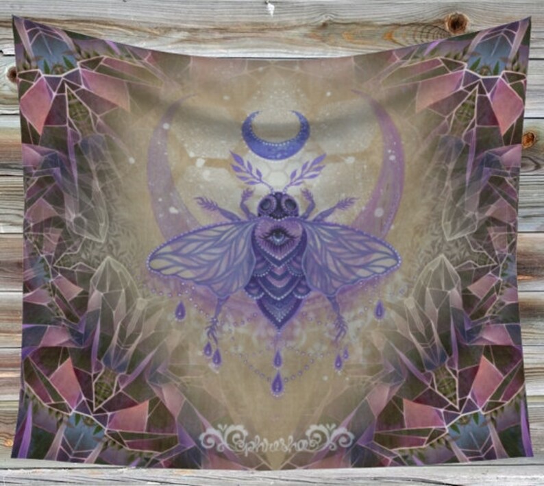 TAPESTRY Cosmic Pollinator Activation by Phresha 3 different sizes, made in Canada, psychedelic art, gaia goddess energy, bee love image 1