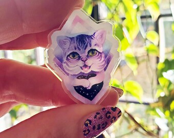 Purrr-fect Love - acrylic pin badge for cosmic cat lovers