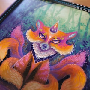 PAPIERDRUCK &quot;Celestial Fire Kitsune&quot; von Phresha - japanische Folklore, Yokai, Trickster Fuchs, magisches Wesen