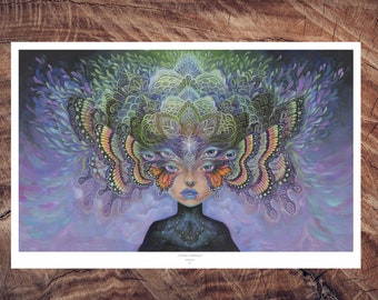 PAPER PRINT "Cosmic Chrysalis" by Phresha - different size options, psychedelic, magical surrealism, trippy art, inspirational art