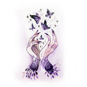 PAPER PRINT - &#39;Flight of the Butterfly&quot; by Phresha - 5x7 or 8x10 size, watercolors, fine art print, spiritual visionary art, inspirational