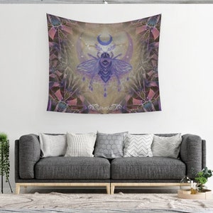 TAPESTRY Cosmic Pollinator Activation by Phresha 3 different sizes, made in Canada, psychedelic art, gaia goddess energy, bee love image 2