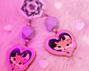 Limited Edition Lavender Fox Love earrings by Phresha