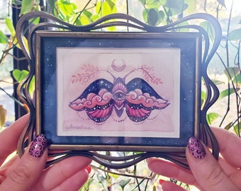 FRAMED WATERCOLOR "Night Pollinator" by Phresha