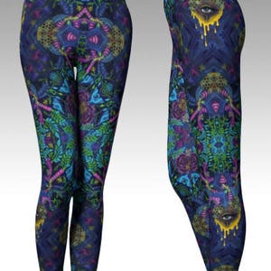 ART LEGGINGS &quot;Inflorescence&quot; by Phresha - wearable art, made in canada, art tights, yoga leggings, boho festival wear