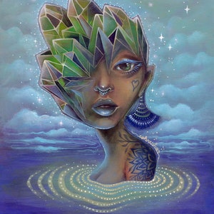 PAPER PRINT &quot;Crystal Waters II&quot; by Phresha - fine art print in different sizes, magical surrealism, visionary psychedelic art, festival art