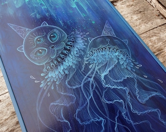 ORIGINAL PAINTING "The Magical Jelly-Purrrs" by Phresha