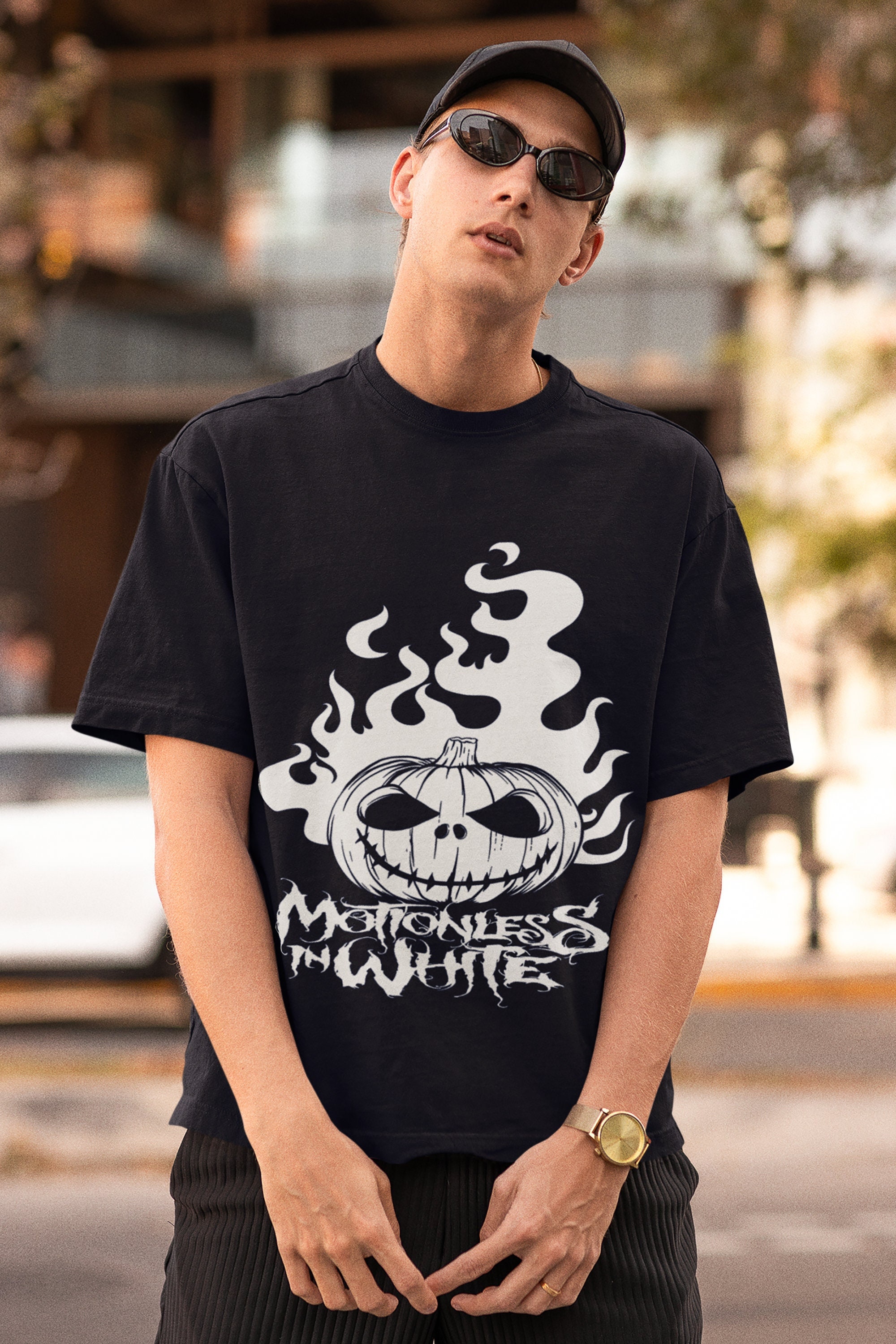 Discover Halloween Pumkin Motionless, Motionless In White Trinity of Terror 2022 T-Shirt