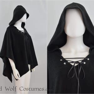 Hooded Cloak - Color Options! - Fleece Cape Poncho - Fantasy, elven, medieval, goth - warm, elegant, classy, cozy (style 5)