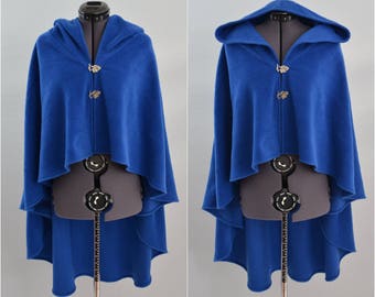 Hooded Cloak - Color Options! - Fleece Cape Poncho - Fantasy, elven, medieval - warm, elegant, classy, cozy (style 1)