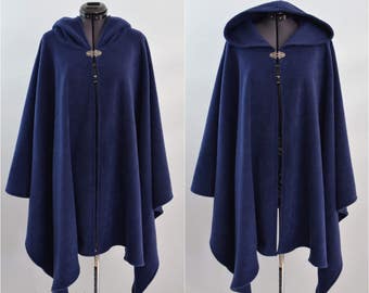 Hooded Cloak - Color Options! - Fleece Cape Poncho - Fantasy, elven, medieval - warm, elegant, classy, cozy (style 2)