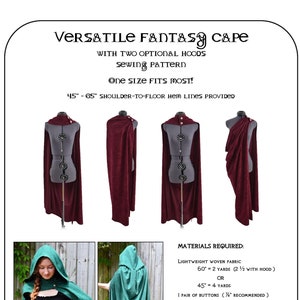 Versatile Fantasy Cape Sewing Pattern - Fantasy, Roman, cloak, costume, cosplay, LARP (unisex)