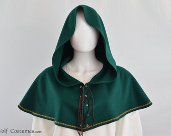 Wool Fantasy Hood - Medieval, Renaissance, elven, archer, ranger, huntsman, costume, cosplay, LARP - color options!