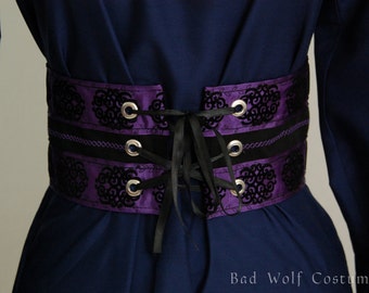 Lace-Up Belt Waist Cincher - Ready to Ship - XS - Purple and black - Fantasy, medieval, LARP, cosplay, alternative fashion