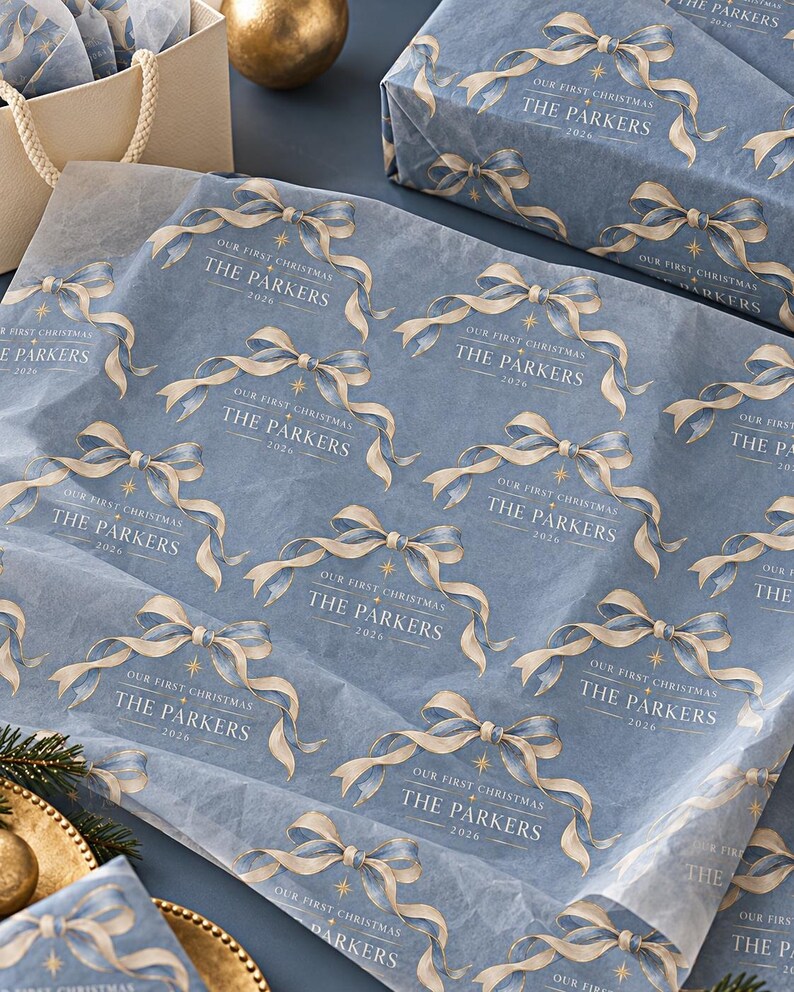 Personalized First Christmas Tissue Paper, Custom Family Name Gift ...