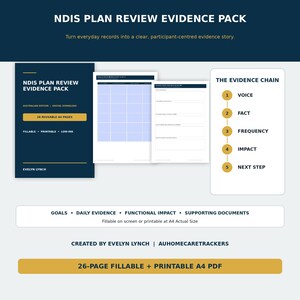 NDISプランレビュー証拠パック - 目標、成果、日々の証拠を記入できるテンプレート